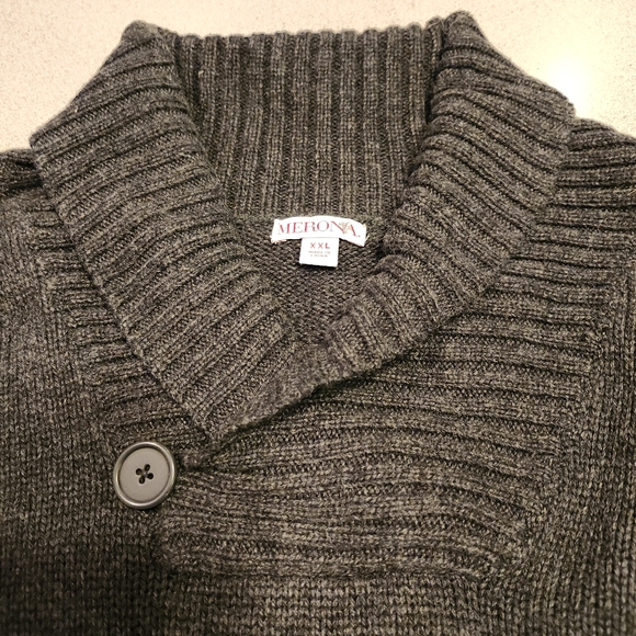 MERONA 70%ACRYLIC/30% WOOL BLEND COWL/BUTTON NECK MENS SWEATER MENS SIZE XXL - Picture 8 of 11